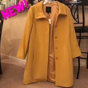 ☀️NWT Mustard TALBOTS Pleated Dress Coat